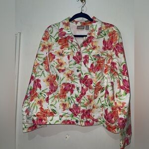 NWT Chicos Floral Stretch denim Jacket